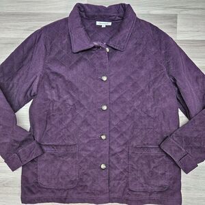 SERENGETI Womens Purple Corduroy Button Jacket Large